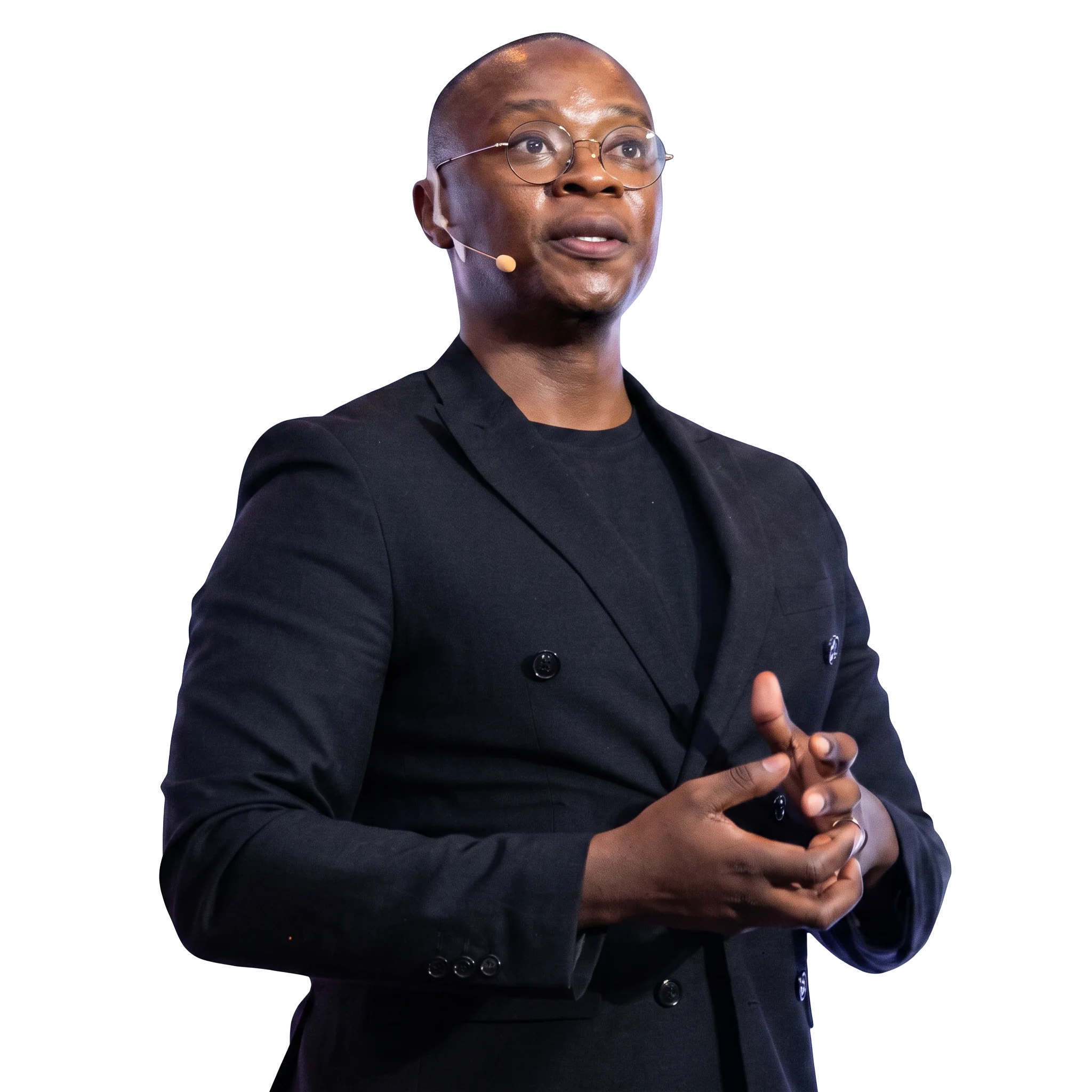 Brian Mahlangu speaking on stage
